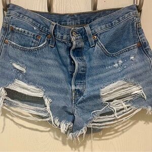Levi's Light Blue Distressed Jean Shorts